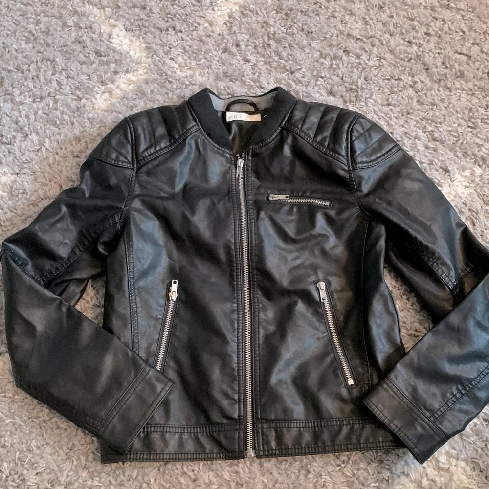 H&M Vegan Leather Kids Moto Jacket Sz 10-11y